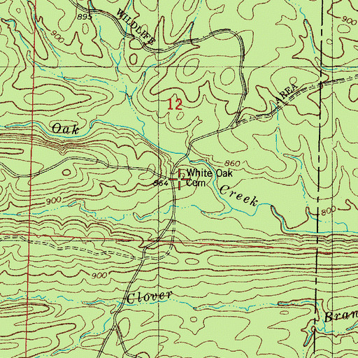 Topographic Map of White Oak Cemetery, AR