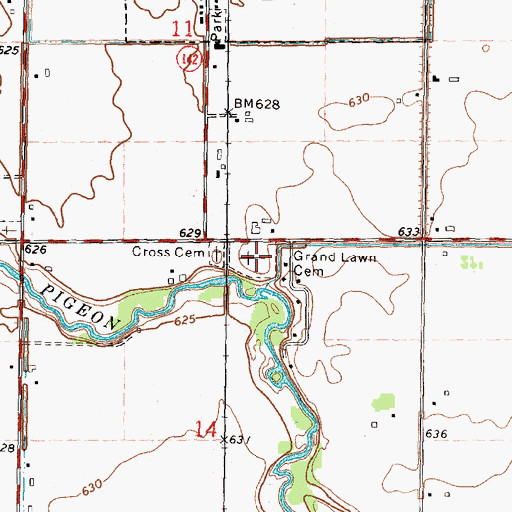 Topographic Map of Grand Lawn Cemetery, MI