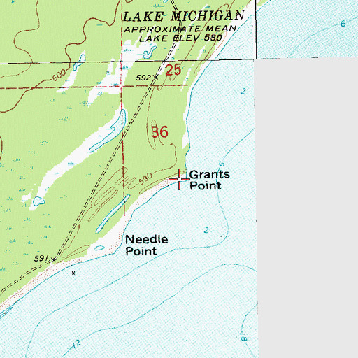 Topographic Map of Grants Point, MI
