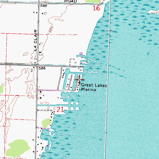 Topographic Map of Great Lakes Marina, MI
