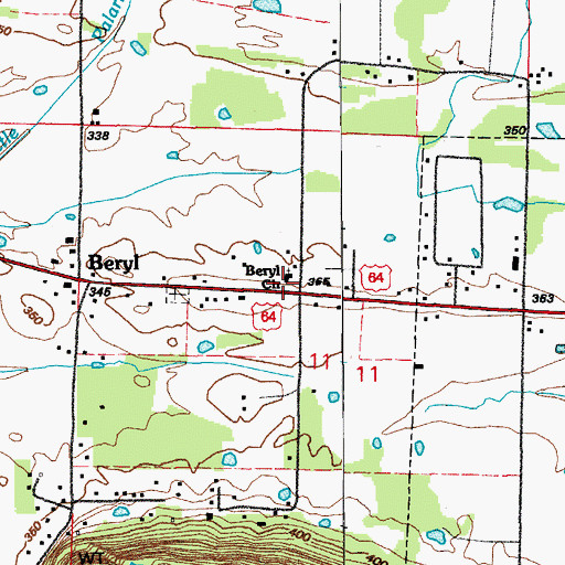 Topographic Map of Beryl Baptist Church, AR