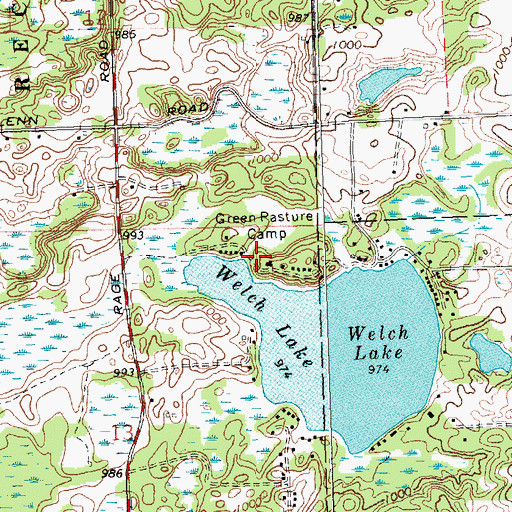 Topographic Map of Green Pasture Camp, MI