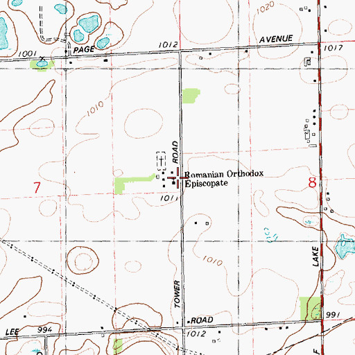 Topographic Map of Grey Tower, MI