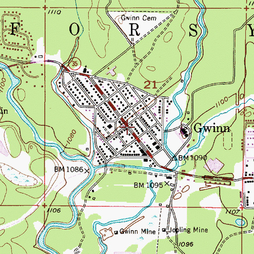Topographic Map of Gwinn, MI