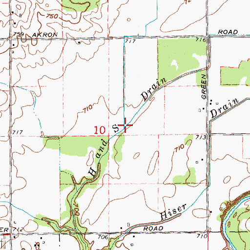 Topographic Map of H and S Drain, MI