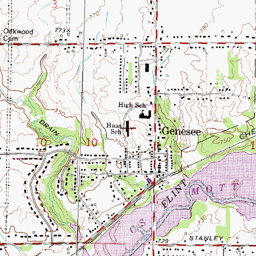 Topographic Map of Haas School, MI