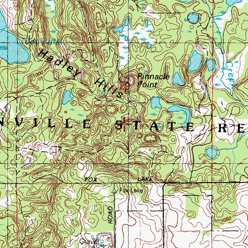 Topographic Map of Hadley Hills, MI