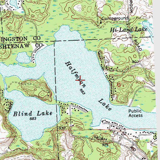 Topographic Map of Halfmoon Lake, MI