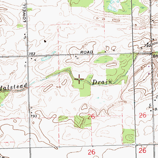 Topographic Map of Halstead Drain, MI