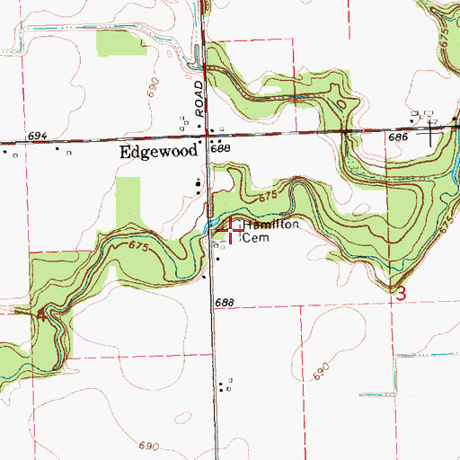 Topographic Map of Hamilton Cemetery, MI