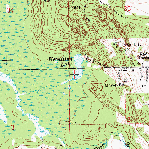 Topographic Map of Hamilton Lake, MI
