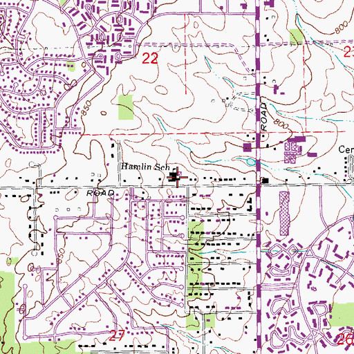Topographic Map of Hamlin School, MI