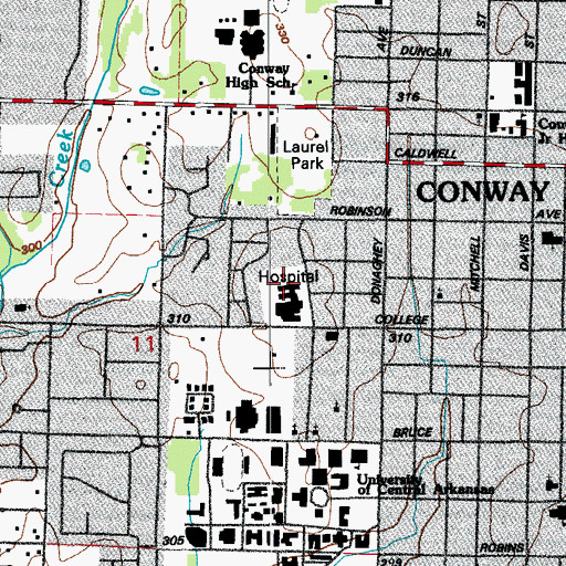 Topographic Map of Conway Regional Medical Center, AR