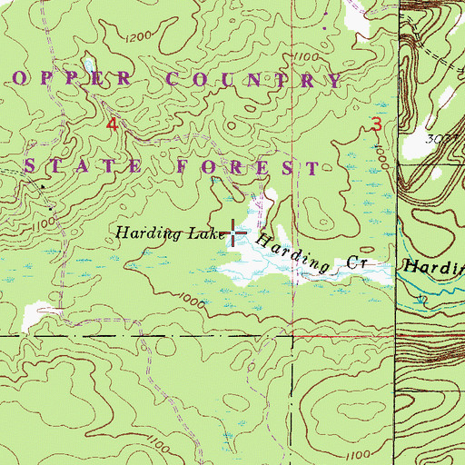 Topographic Map of Harding Lake, MI