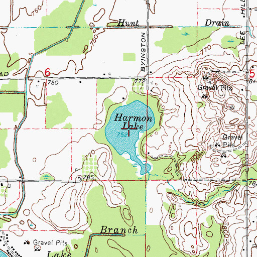 Topographic Map of Harmon Lake, MI