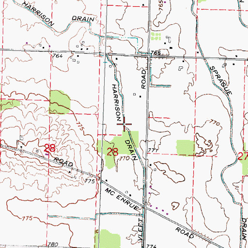 Topographic Map of Harrison Drain, MI