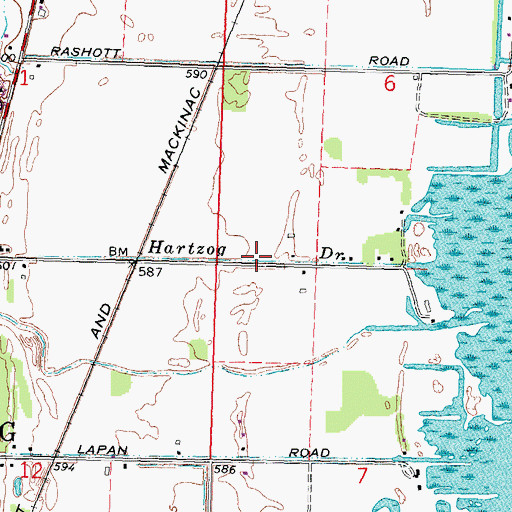 Topographic Map of Hartzog Drain, MI