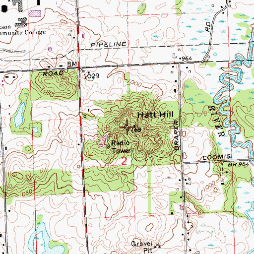 Topographic Map of Hatt Hill, MI
