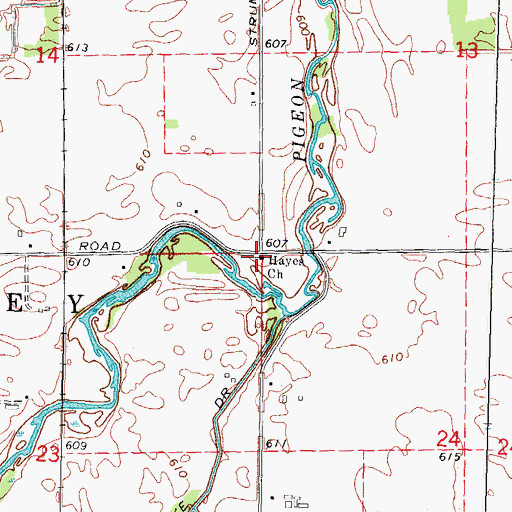 Topographic Map of Hayes Church, MI