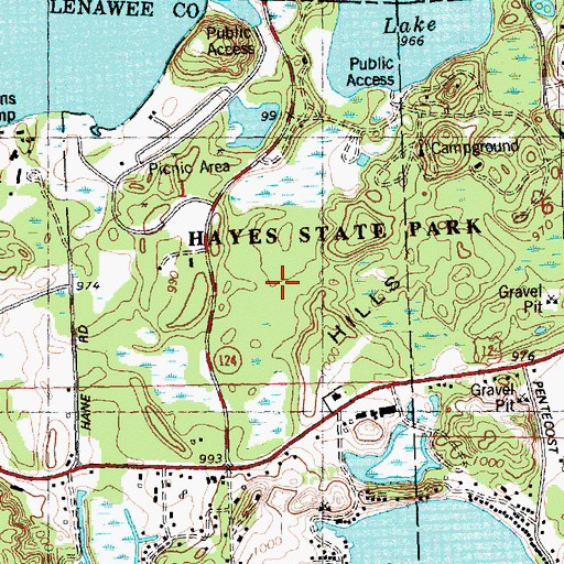 Topographic Map of Hayes State Park, MI