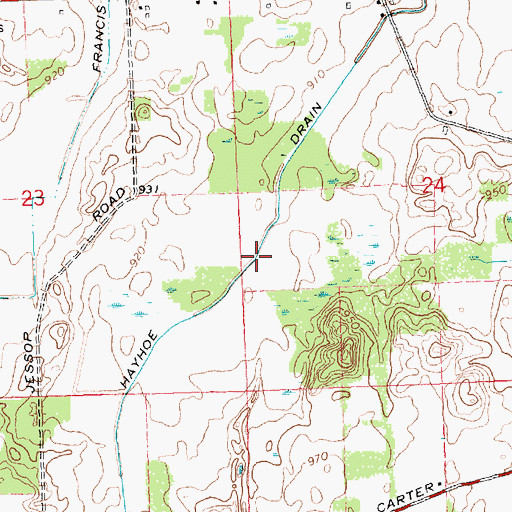 Topographic Map of Hayhoe Drain, MI