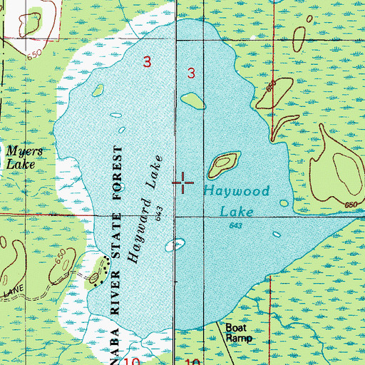 Topographic Map of Hayward Lake, MI