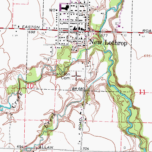 Topographic Map of Hazelton Cemetery, MI