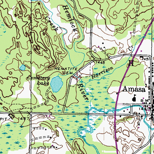 Topographic Map of Hematite Cemetery, MI