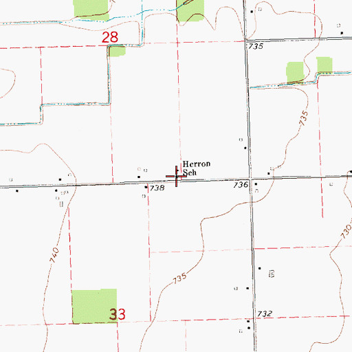Topographic Map of Herron School, MI