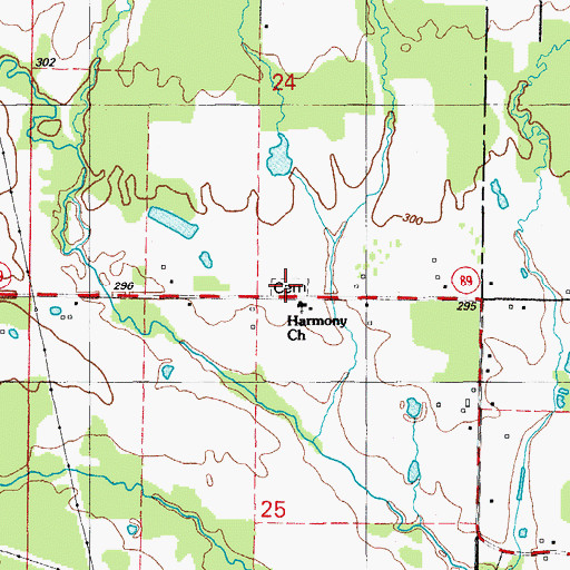 Topographic Map of Harmony Cemetery, AR