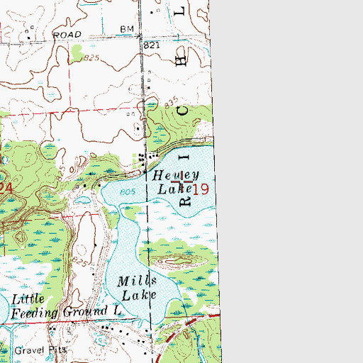 Topographic Map of Hewey Lake, MI