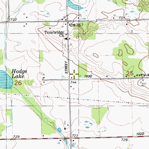 Topographic Map of Hicks School, MI