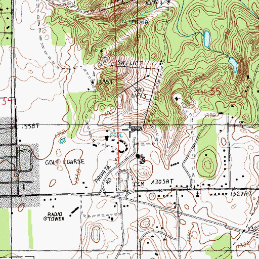 Topographic Map of Hidden Valley Club, MI