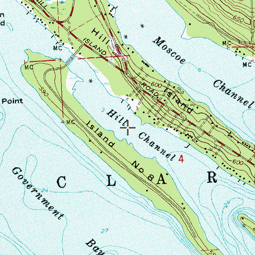 Topographic Map of Hill Channel, MI