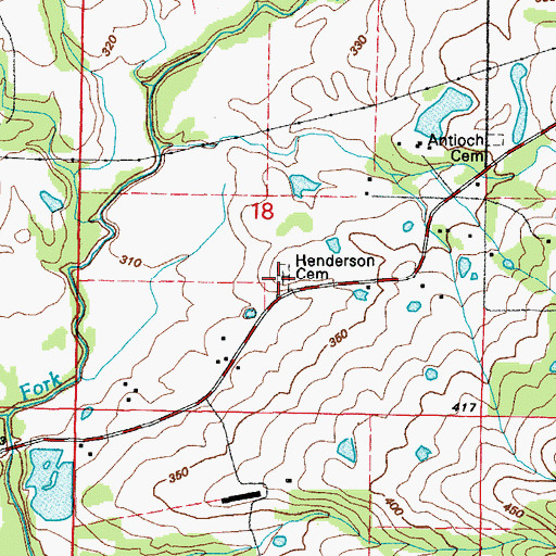 Topographic Map of Henderson Cemetery, AR