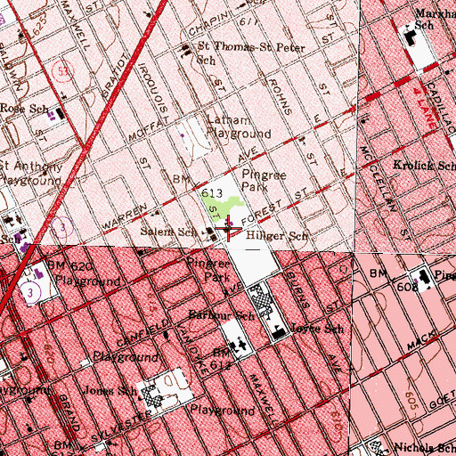 Topographic Map of Hillger School, MI