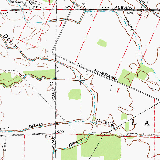 Topographic Map of Hitting Drain, MI