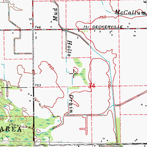 Topographic Map of Holts Drain, MI