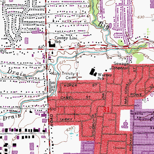 Topographic Map of Holy Trinity Cemetery, MI