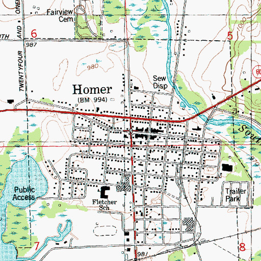 Topographic Map of Homer, MI