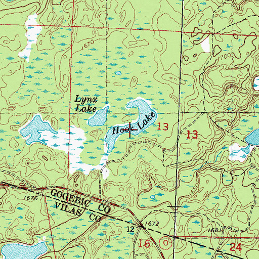 Topographic Map of Hook Lake, MI