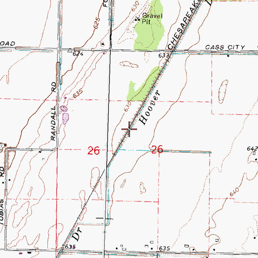 Topographic Map of Hoover Drain, MI