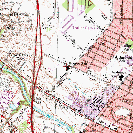 Topographic Map of Hoover School, MI