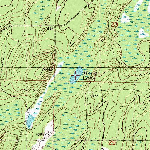 Topographic Map of Horn Lake, MI