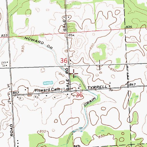 Topographic Map of Howard Drain, MI