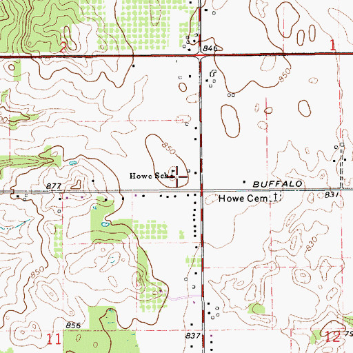 Topographic Map of Howe School, MI