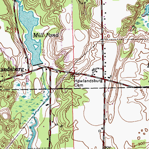 Topographic Map of Howlandsburg Cemetery, MI