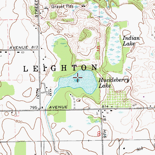 Topographic Map of Huckleberry Lake, MI