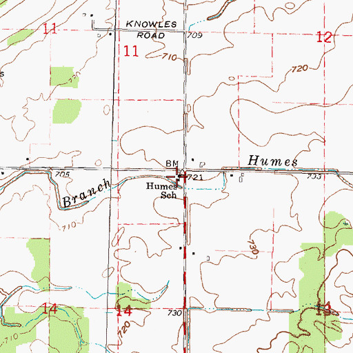 Topographic Map of Humes School, MI