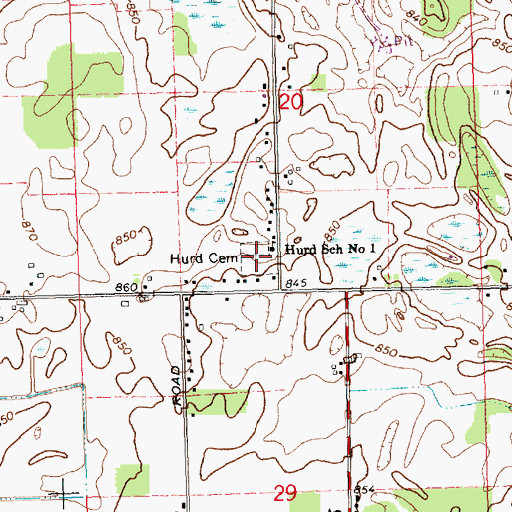 Topographic Map of Hurd Cemetery, MI